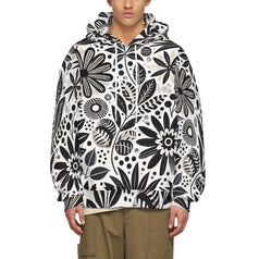 Black Floral Shapes Adult Hoodie