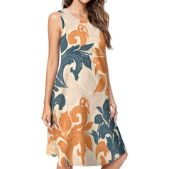 Orange Floral Women's Casual Dress