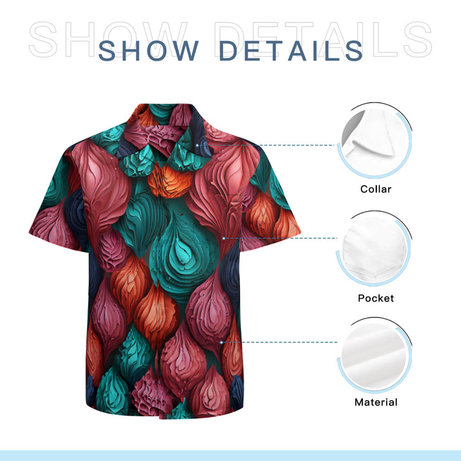 Abstract Seamless Pattern Men's Casual Short-Sleeved Shirt.