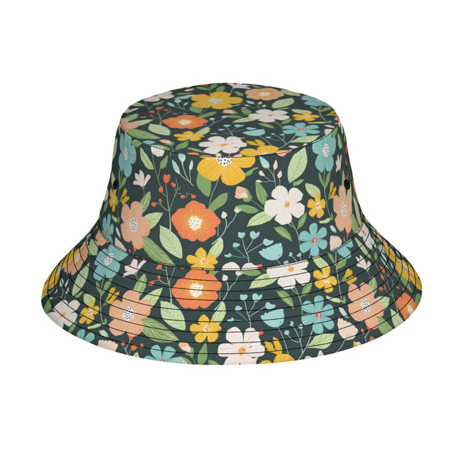 Floral Seamless Pattern Double-Sided Unisex Polyester Bucket Hat