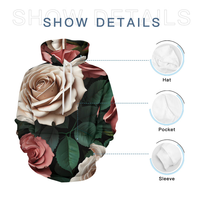 Rose Pattern Men's Adult Hoodie Set