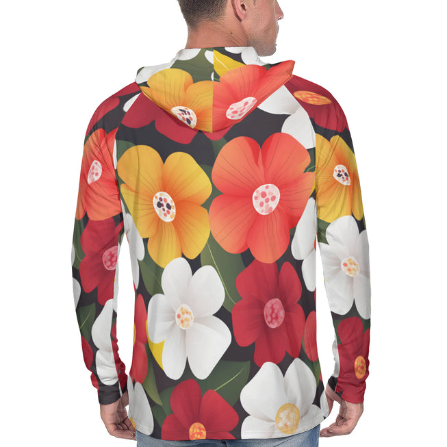 Floral Pattern Men's Sun Protection Long Sleeve Hoodie