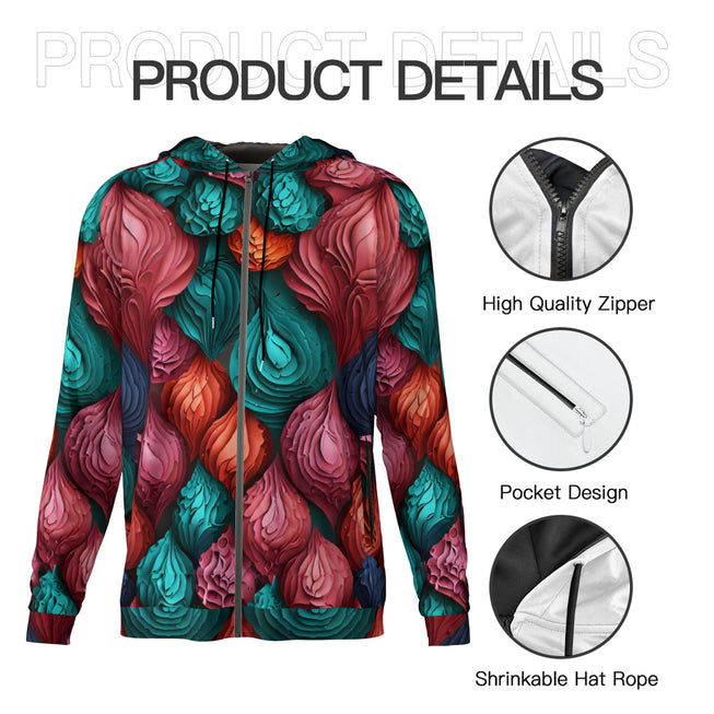 Abstract Seamless Pattern Men's Zip Up Hoodie