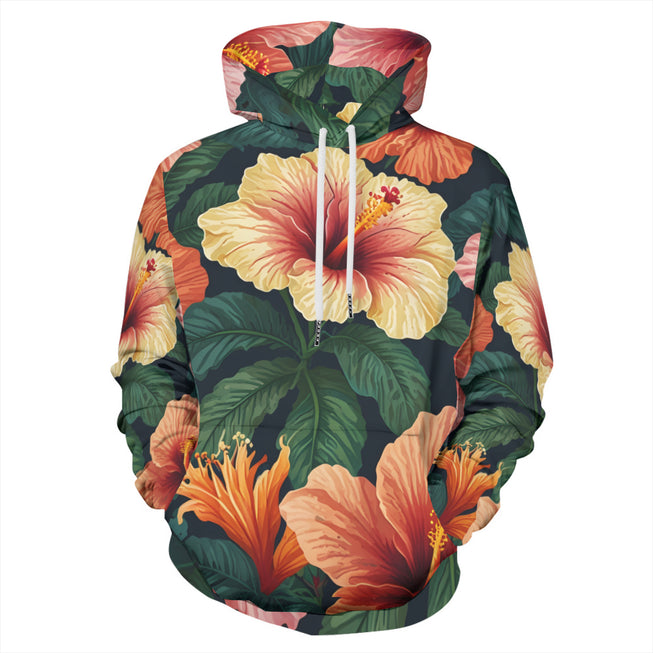 Hibiscus Tropical Pattern Adult Hoodie