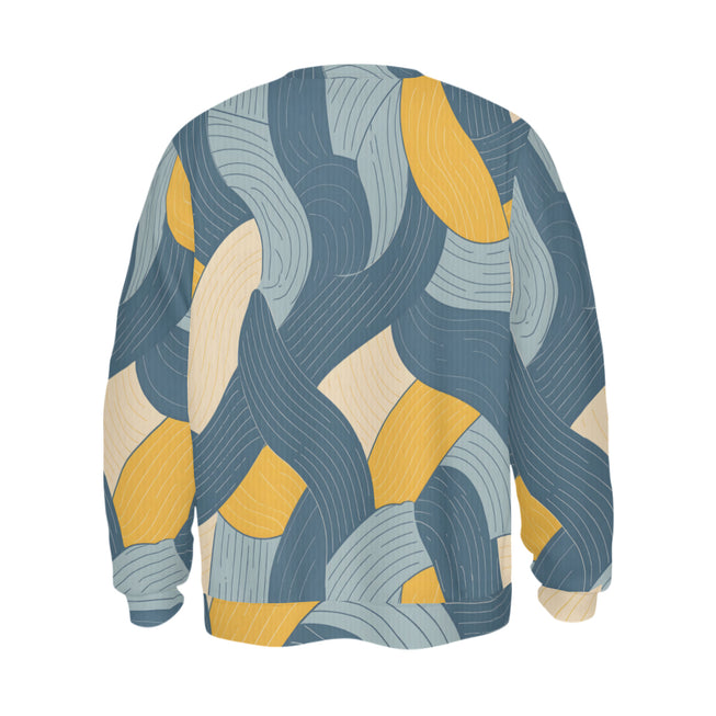 Abstract Orange and Blue Crew Neck Sweater