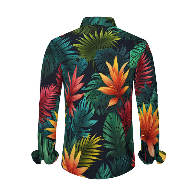 Tropical Pattern Men's Classic Long-Sleeved Shirt