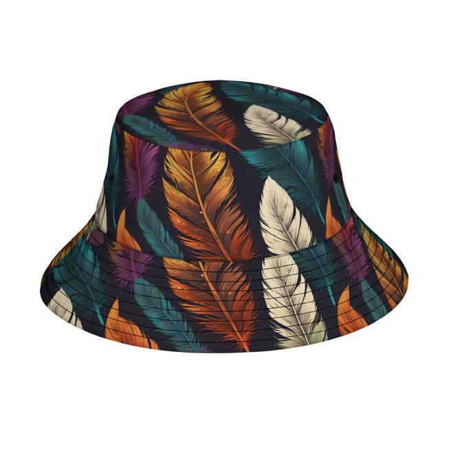 Elegant Feathers Double-Sided Unisex Polyester Bucket Hat