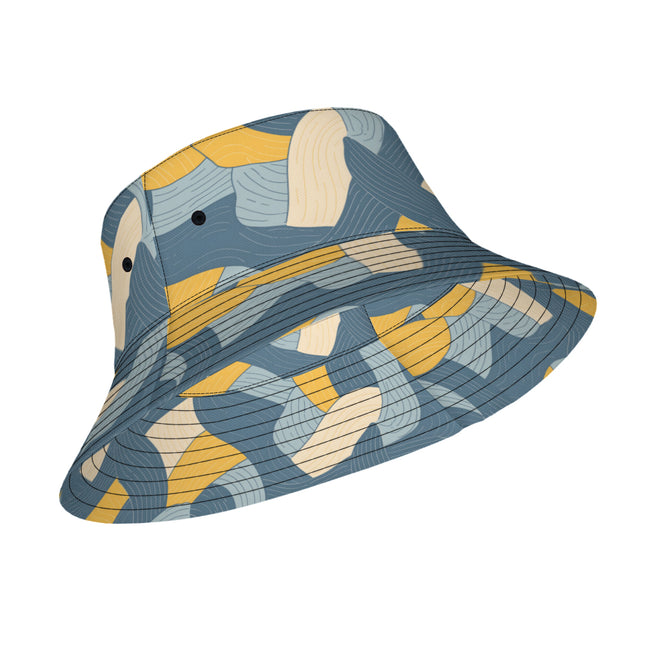 Abstract Orange and Blue Double-Sided Polyester Unisex Bucket Hat