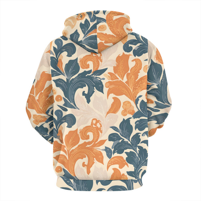 Orange Floral Adult Hoodie