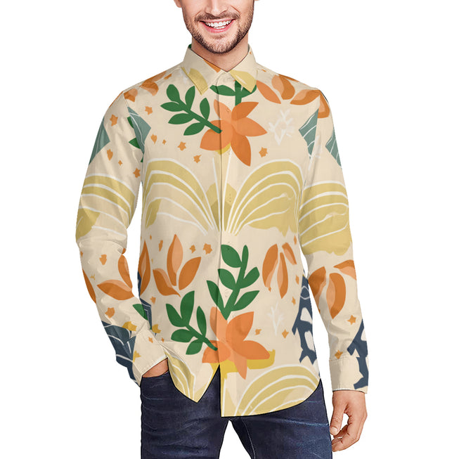 Abstract Inspired Pattern Men's Classic Long-Sleeved Shirt