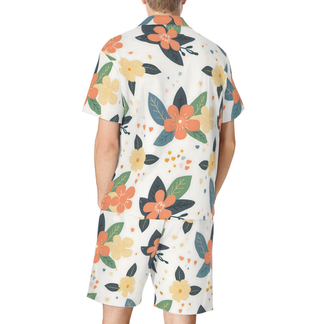 Firefly Floral Seamless Pattern Men's Shirt And Short Set