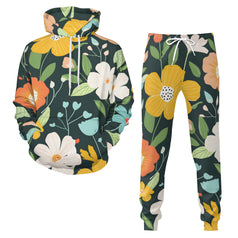 Floral Seamless Pattern Men's Adult Hoodie Set