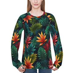 Tropical Pattern Women's Raglan Long Sleeved Sweatshirt