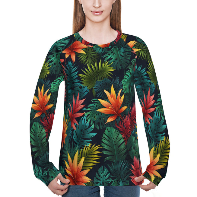 Tropical Pattern Women's Raglan Long Sleeved Sweatshirt