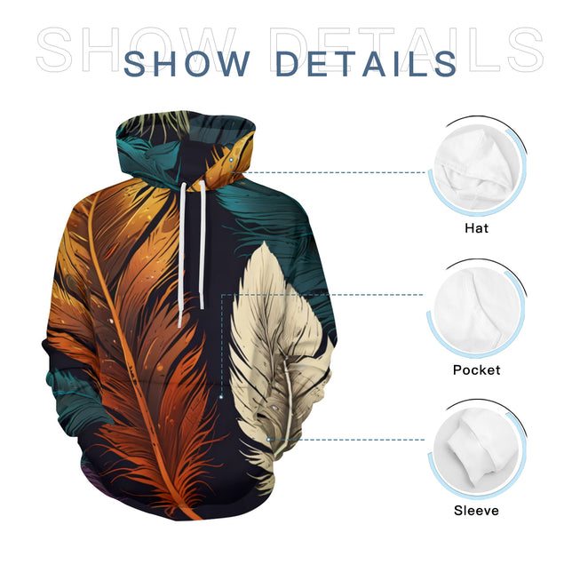 Elegant Feathers Men's Adult Hoodie Set