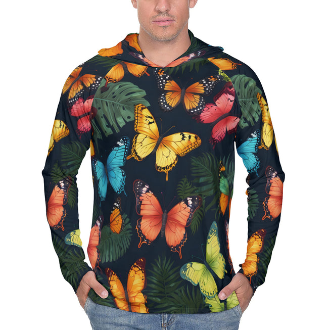 Tropical Butterfly Men's Sun Protection Long Sleeve Hoodie