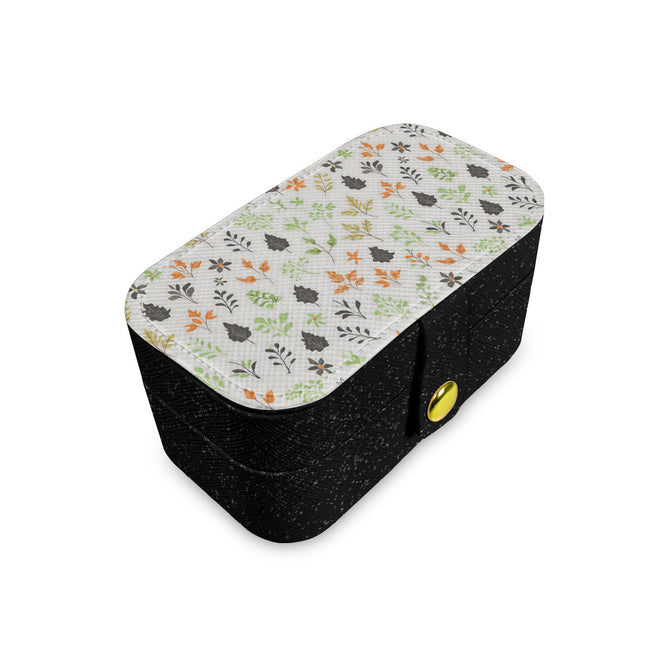 Green and Black Floral Personalized Portable Jewelry Box