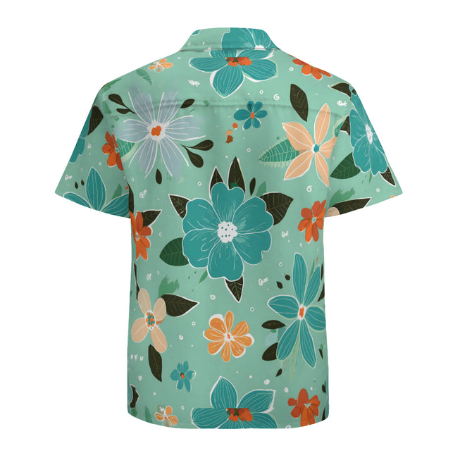 Floral Seamless Pattern Men's Casual Short-Sleeved Shirt