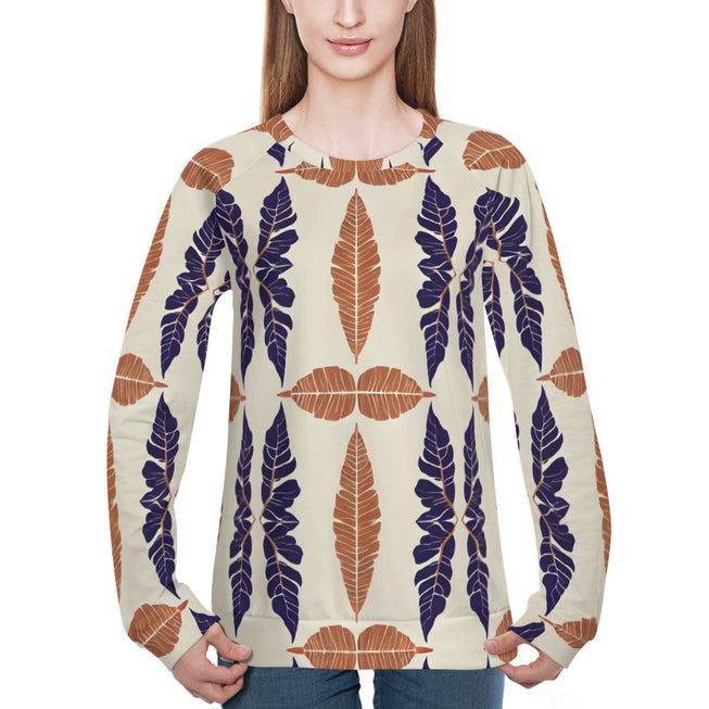 Tropical Leaf Women's Raglan Long Sleeved Sweatshirt