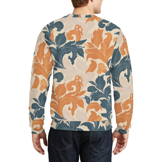 Orange Floral Crew Neck Sweater