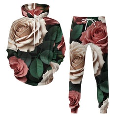 Rose Pattern Men's Adult Hoodie Set