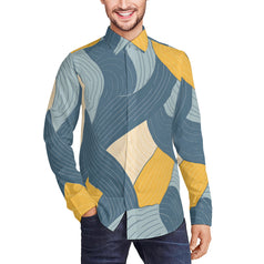 Abstract Orange And Blue Men's Classic Long-Sleeved Shirt