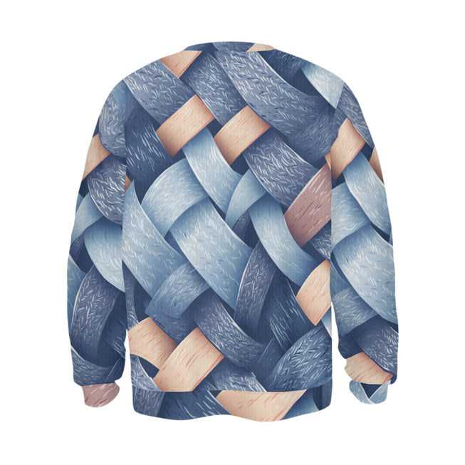 Denim Design Crew Neck Sweater