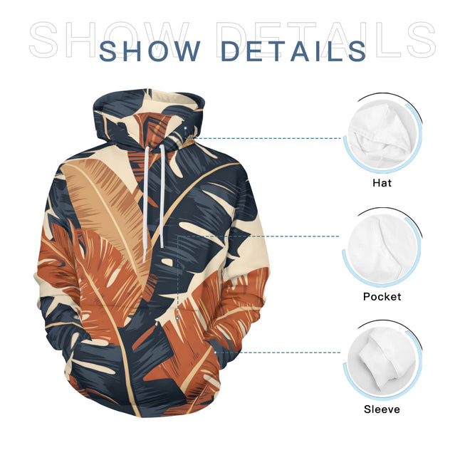 Tropical Leaves Pattern Men's Adult Hoodie Set