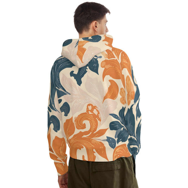 Orange Floral Men's Adult Hoodie Set