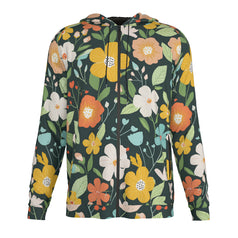 Floral Seamless Pattern Men's Zip Up Hoodie