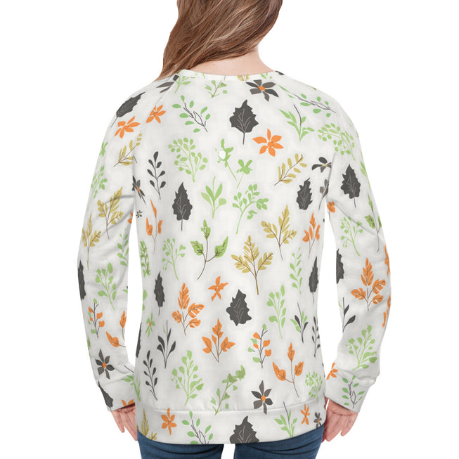 Green and Black Floral Women's Raglan Long Sleeved Sweatshirt