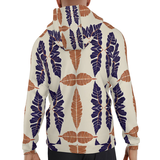 Tropical Leaf Zip Up Hoodie