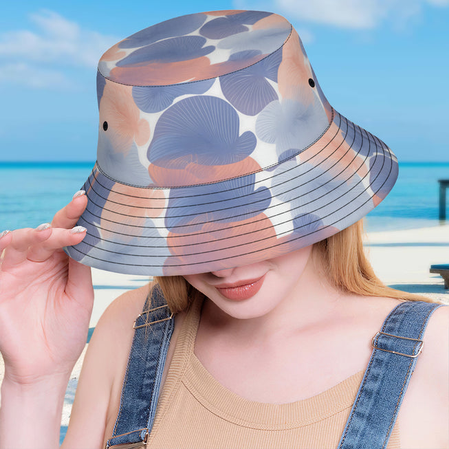 Floral Shapes Pattern Double-Sided Unisex Polyester Bucket Hat