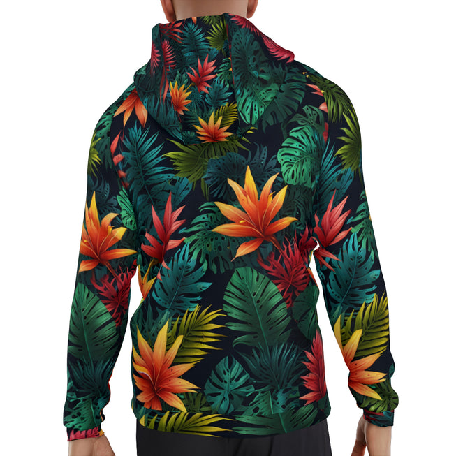 Tropical Pattern Men's Zip Up Hoodie