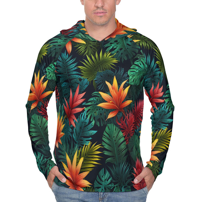 Tropical Pattern Men's Sun Protection Long Sleeve Hoodie