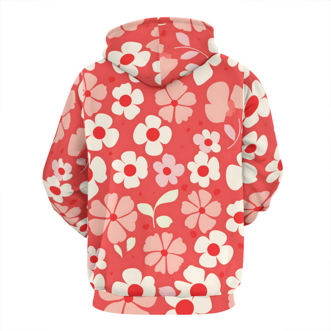 Red Floral Adult Hoodie