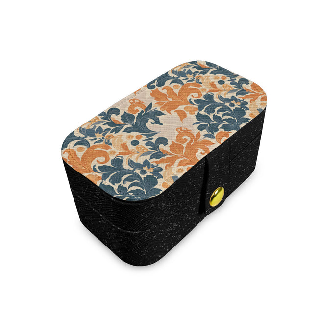 Orange Floral Personalized Portable Jewelry Box