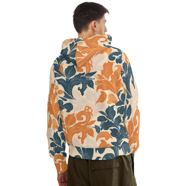 Orange Floral Adult Hoodie