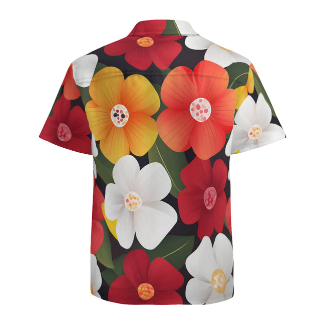 Floral Pattern Men's Casual Short-Sleeved Shirt