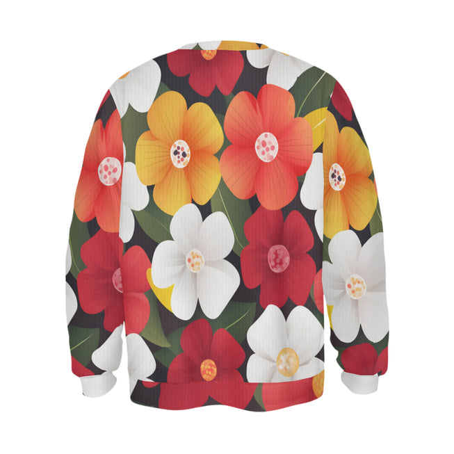 Floral Pattern Crew Neck Sweater