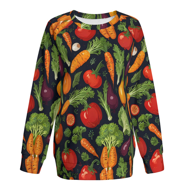 Veggies Pattern Women's Raglan Long Sleeved Sweatshirt