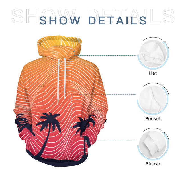 Sunset Pattern Men's Adult Hoodie Set