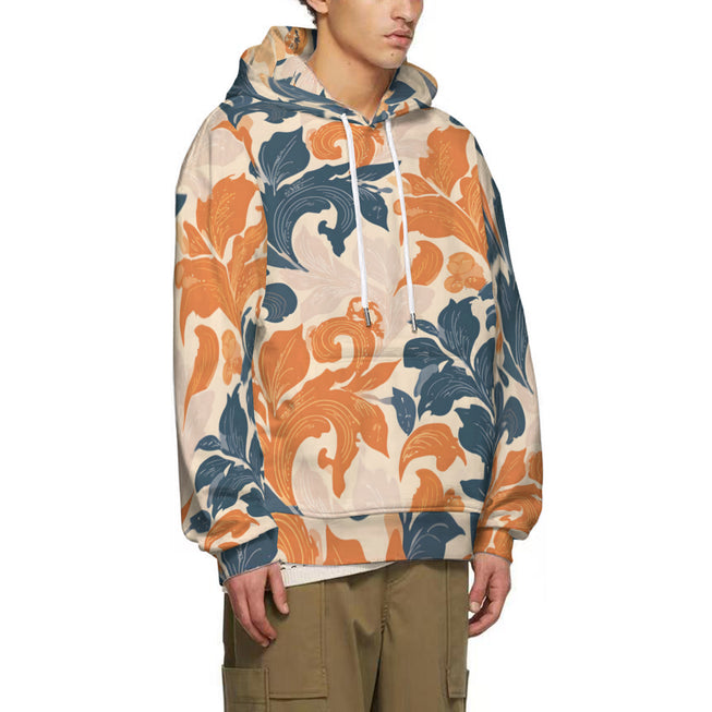 Orange Floral Adult Hoodie