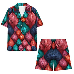 Abstract Seamless Pattern Men's Shirt And Short Set