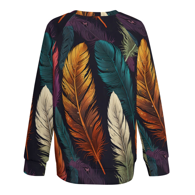 Elegant Feathers Women's Raglan Long Sleeved Sweatshirt