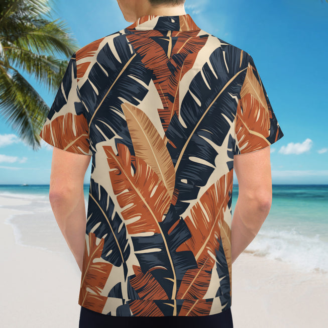 Tropical Leaves Men's Casual Short-Sleeved Shirt