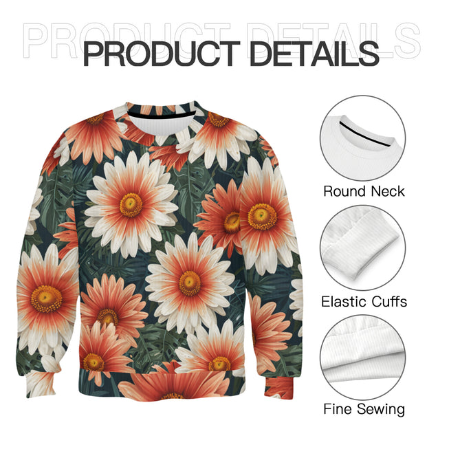 Daisy Pattern Crew Neck Sweater