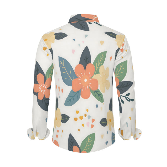 Firefly Floral Seamless Pattern Men's Classic Long-Sleeved Shirt