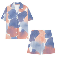 Floral Shapes Pattern Men's Shirt And Short Set