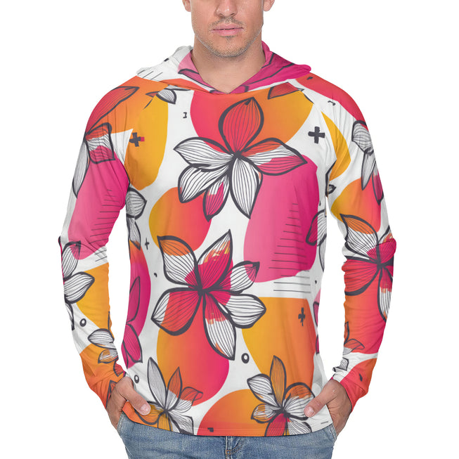 Floral Shapes Men's Sun Protection Long Sleeve Hoodie